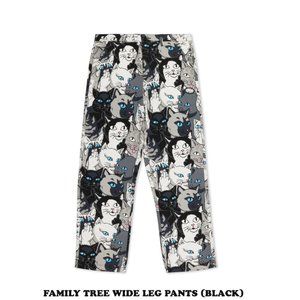 RipnDip FAMILY TREE WIDE LEG PANTS BLACK white gray cat Nermal print 32 Cats